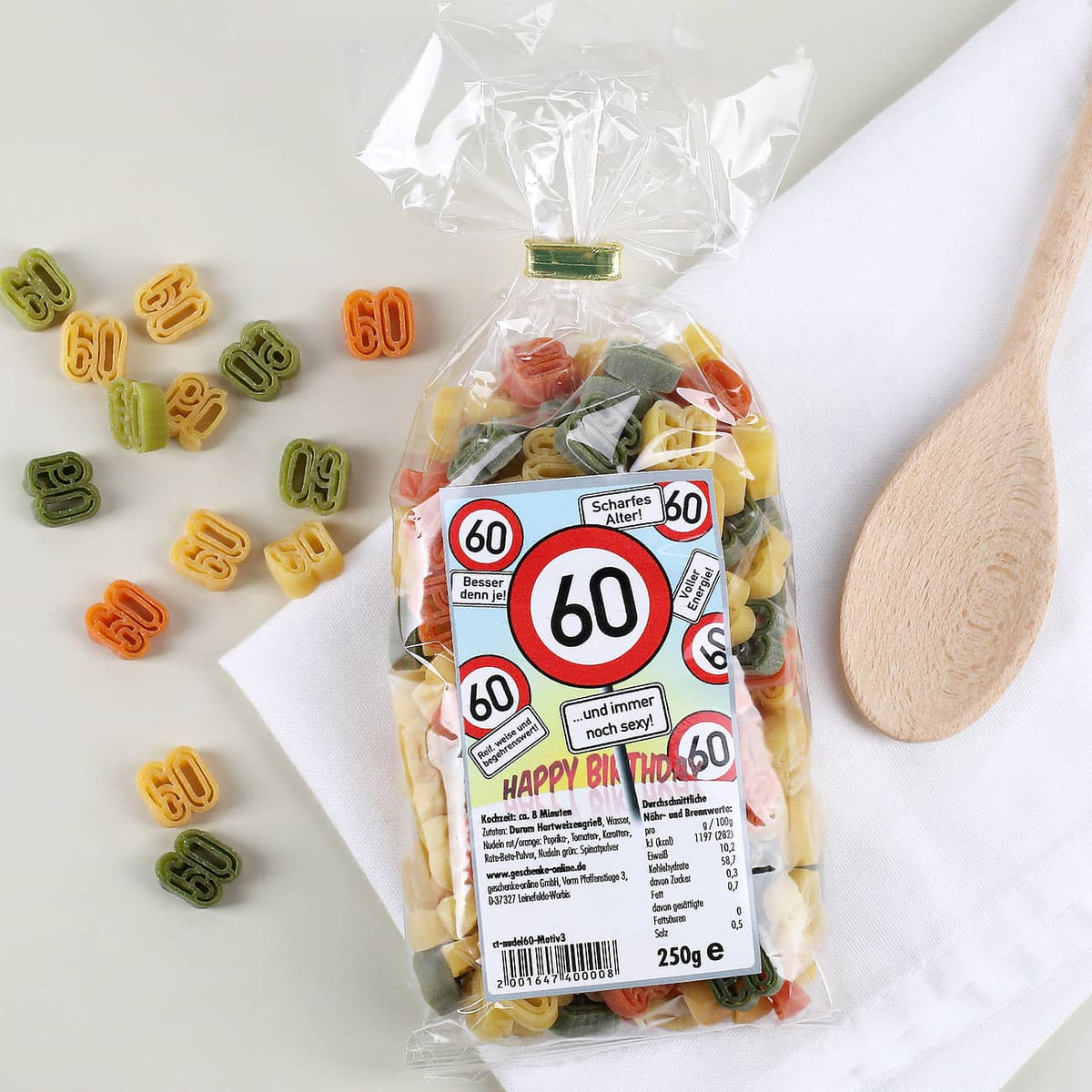 Zahlennudeln zum 60. Geburtstag