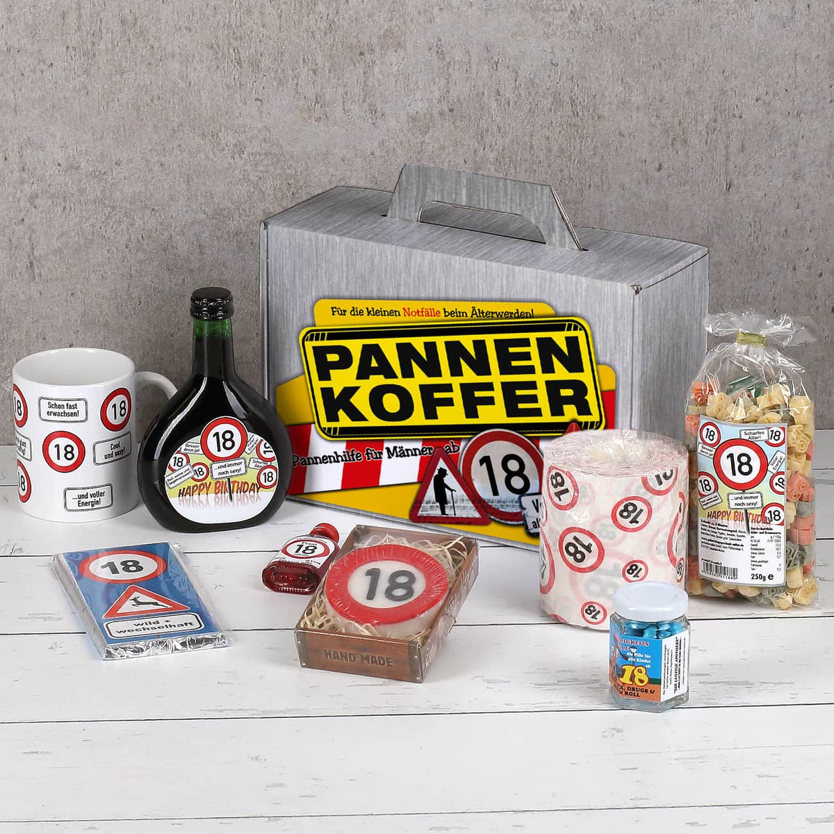 Witziger Pannenkoffer zum 18. Geburtstag