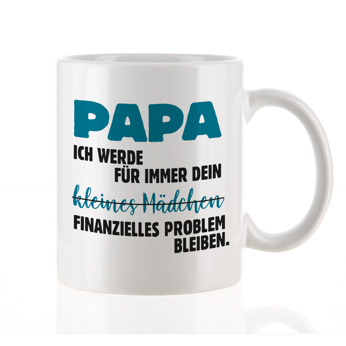 Humorvolle Tasse für Papa als Geschenkidee, dargestellt im Alltagseinsatz