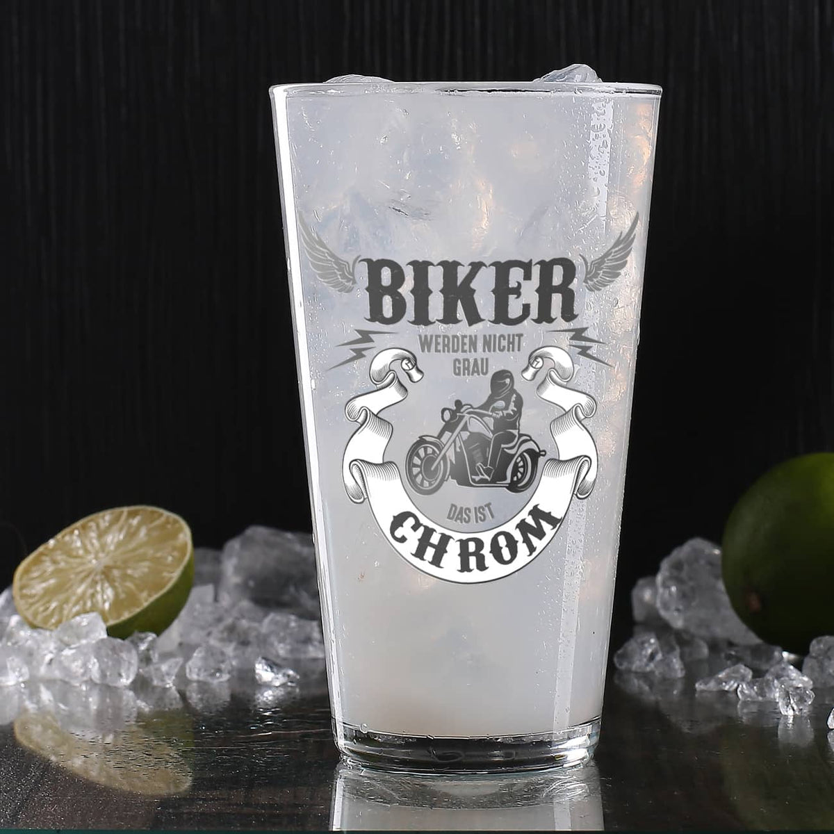 Trinkglas - Biker werden nicht grau, das ist Chrom!