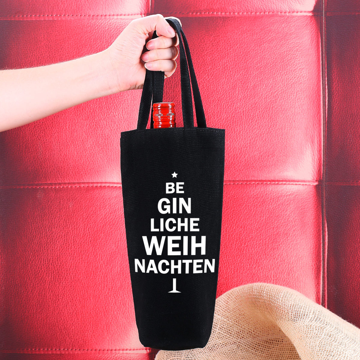 Verpackung für Ginflaschen zu Weihnachten