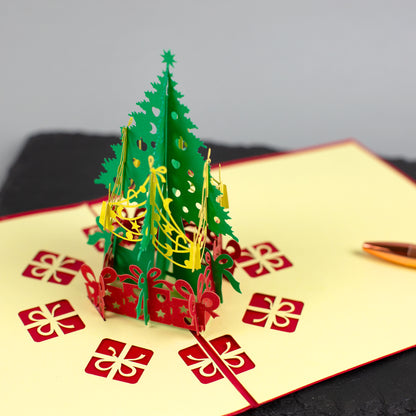 3D Weihnachts-Grußkarten mit aufklappbarem Scherenschnitt-Motiv