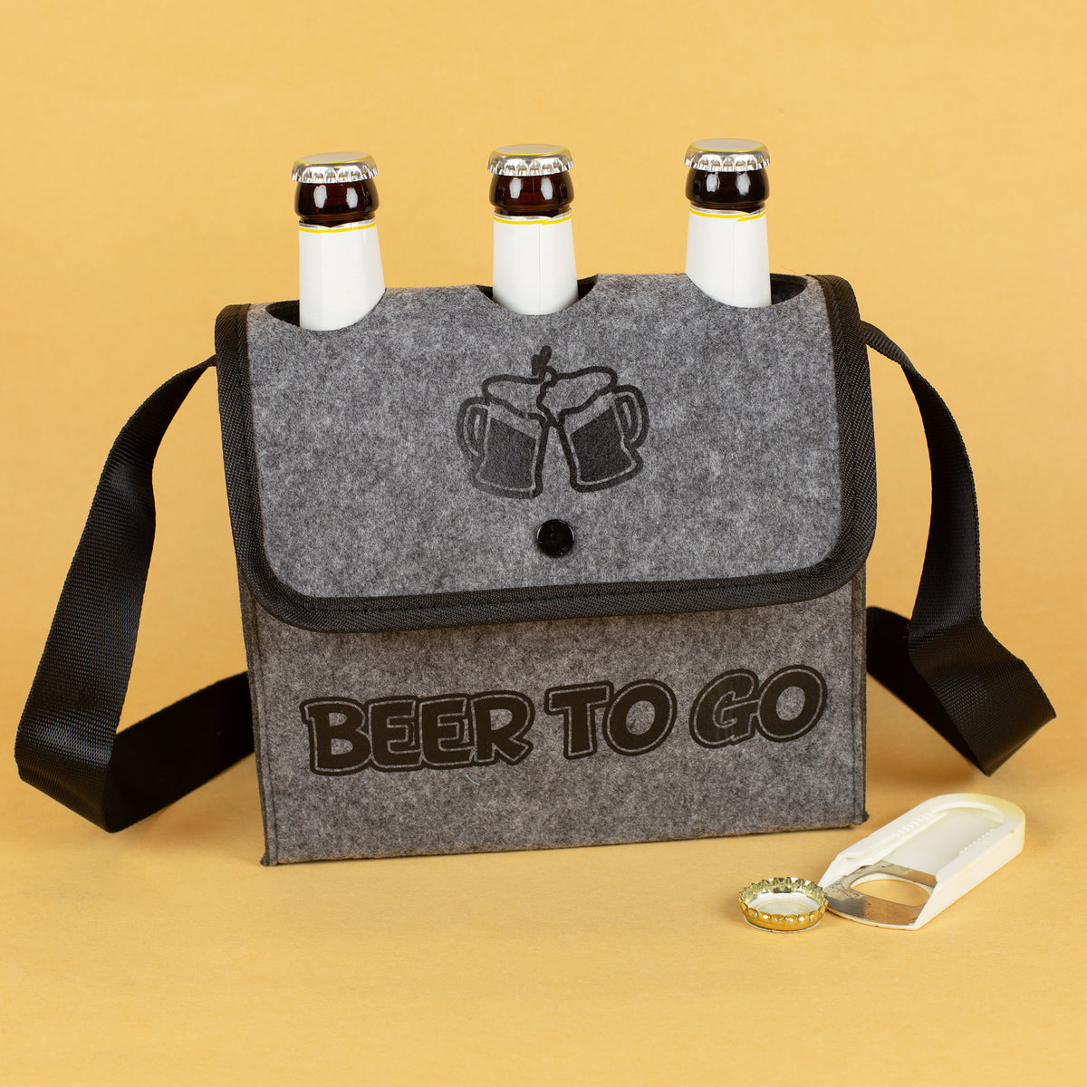 Graue Umhängetasche - Bier to go - für Männer zum Vatertag