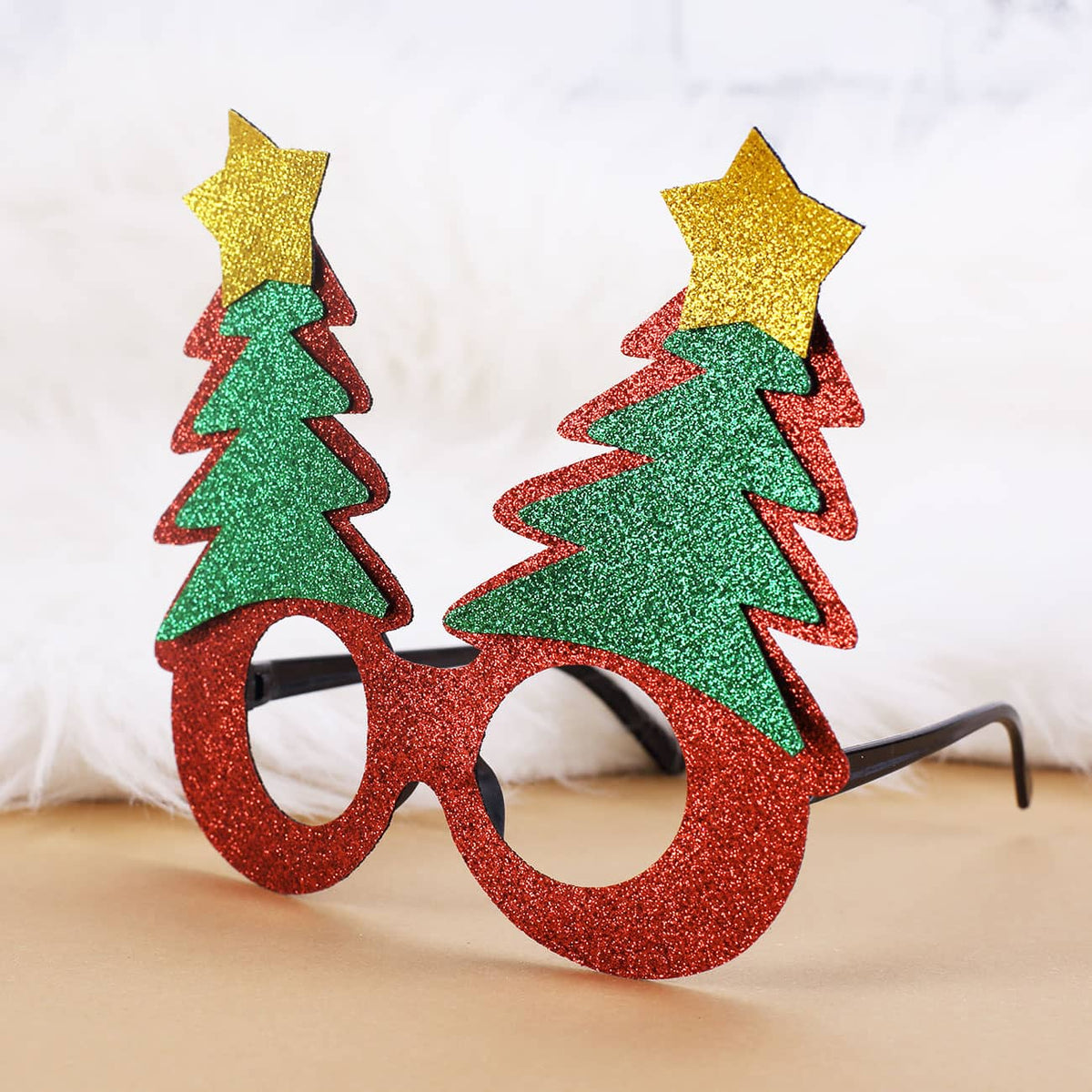 glitzernde Spaßbrille - Tanne mit Sternen