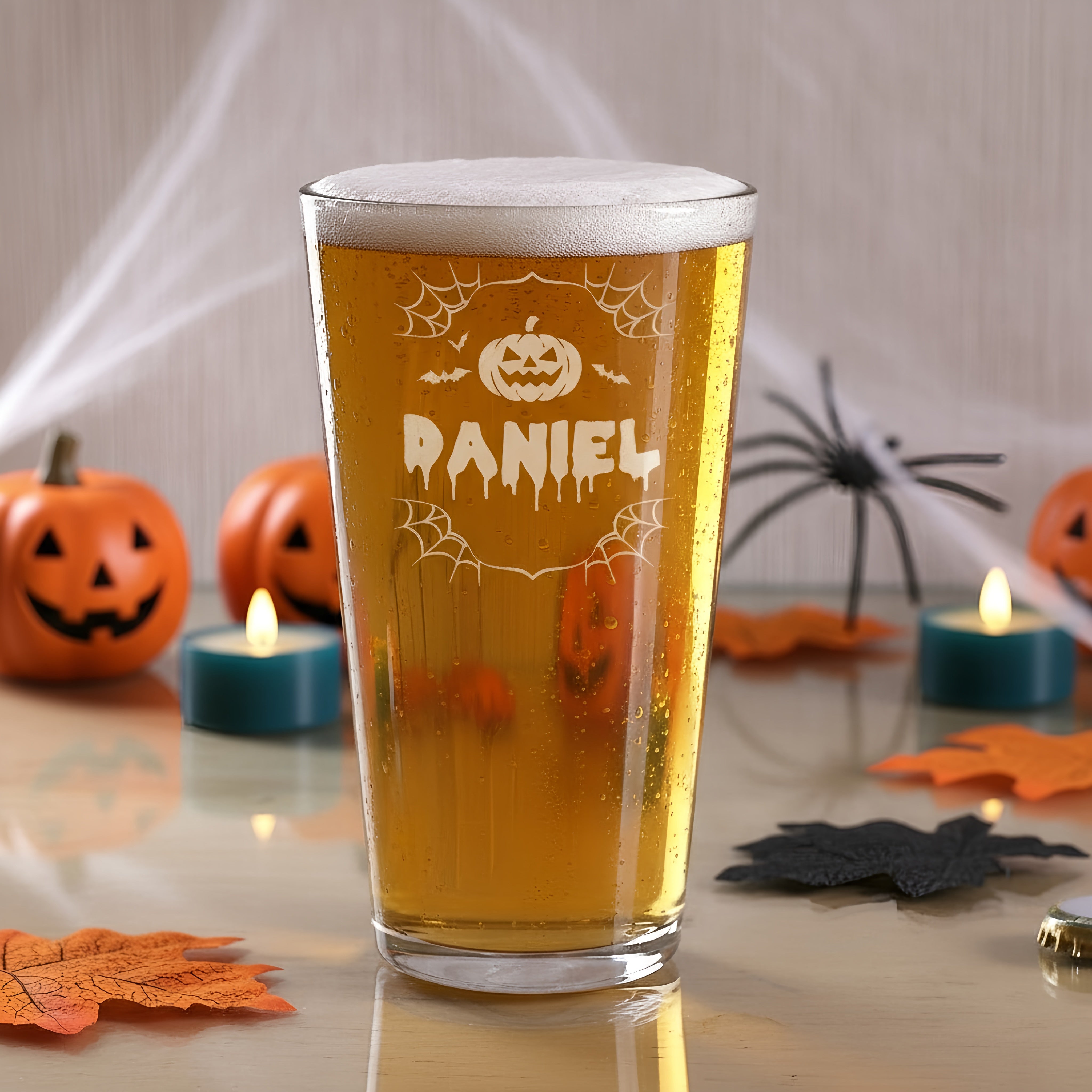 Trinkglas mit Gravur zu Halloween | 300 ml | Graviertes Glas mit Grusel-Motiv