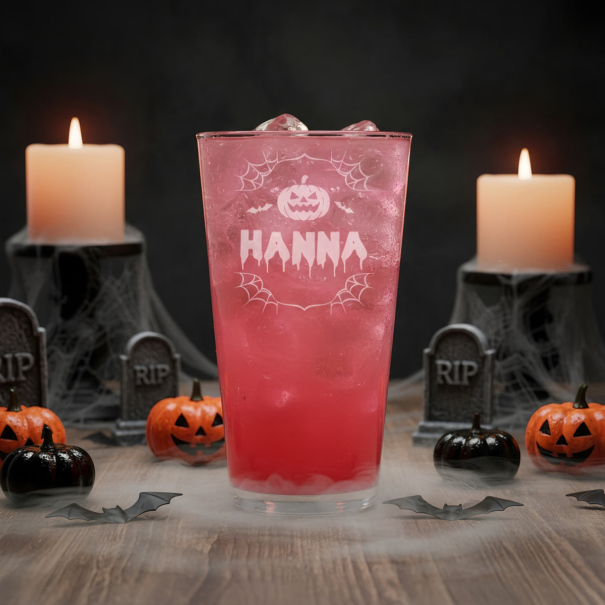 Trinkglas mit Gravur zu Halloween | 300 ml | Graviertes Glas mit Grusel-Motiv