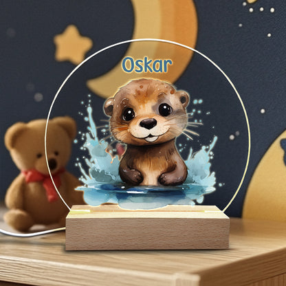 Acryllampe mit Ottermotiv als Nachtlicht für Kinder
