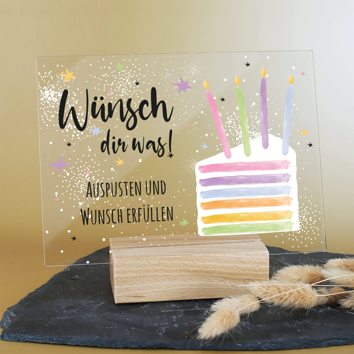 Personalisierbares Acrylschild zum Geburtstag | Perfekt als Geldgeschenk | Tortenmotiv