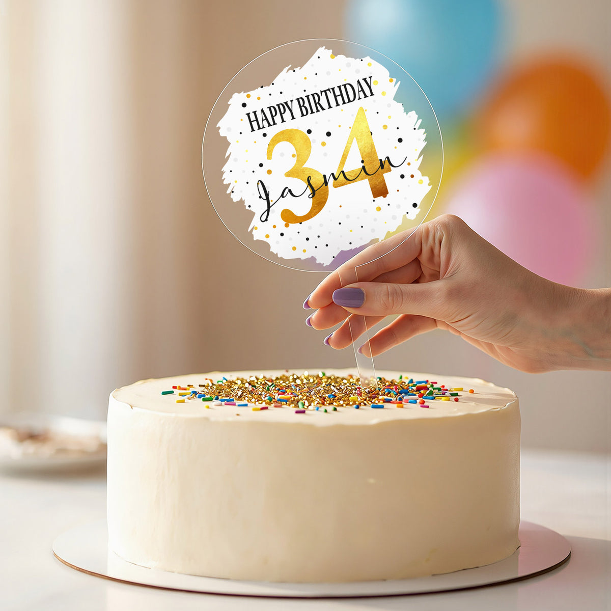 Personalisierter Tortentopper Geburtstag mit Name und Alter für Torte oder Kuchen