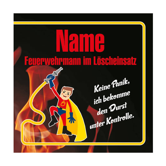 Bieraufkleber Feuerwehrmann mit Wunschname