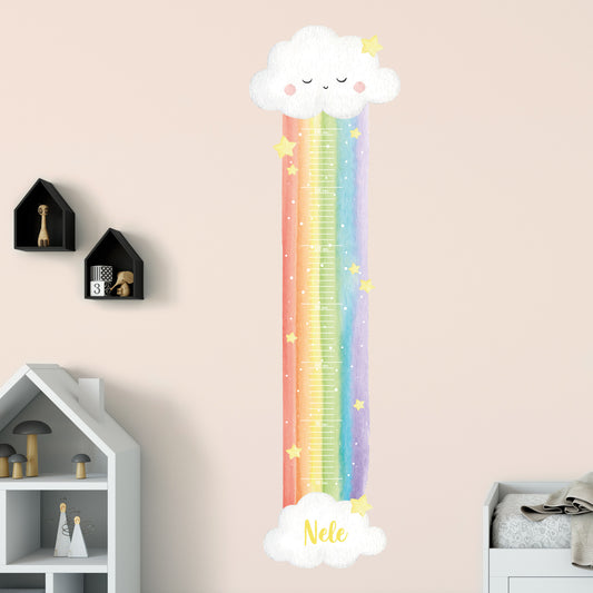Wandtattoo Messlatte Regenbogen mit Namensaufdruck für Kinderzimmer