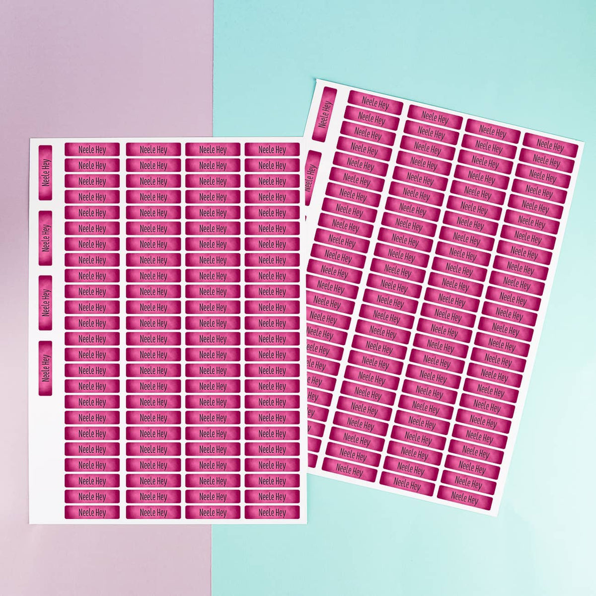 2 Bögen mit insgesamt 200 Namensaufkleber - Pink