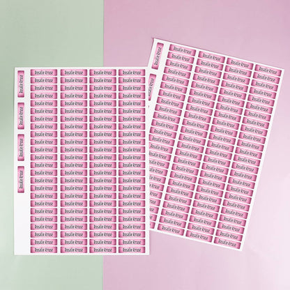 2 Bögen mit insgesamt 200 Namensaufkleber - Rosa