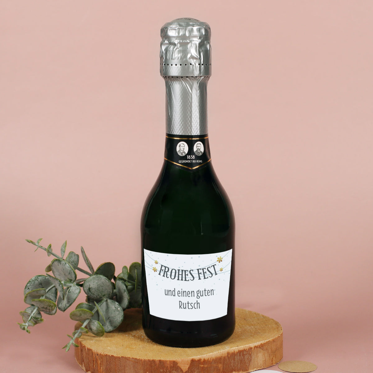 0,2l Sektflasche zu Weihnachten mit Wunschtext