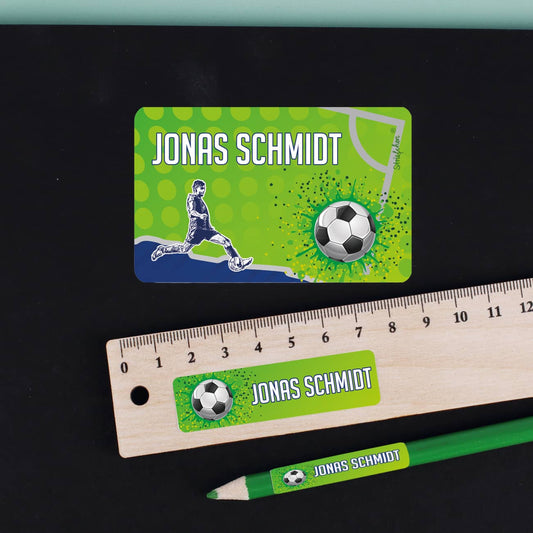 Fußball - Aufkleberset mit Name, in 3 Größen