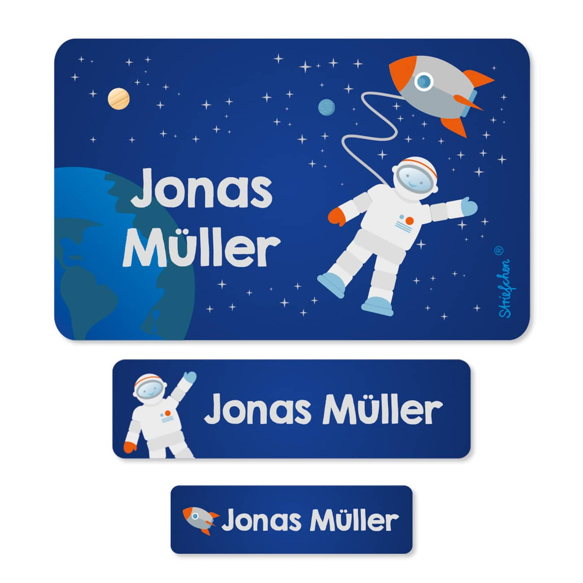 Aufkleber Weltall Astronaut Name