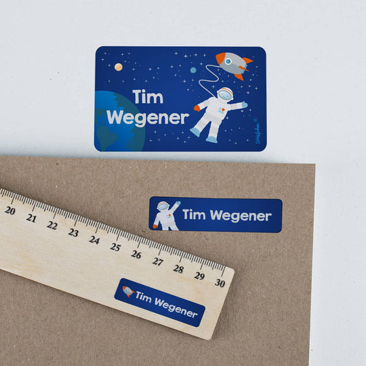 Aufkleber Weltall Astronaut Name