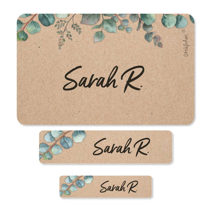 Sticker-Set mit Eukalyptusmotiv und Name 