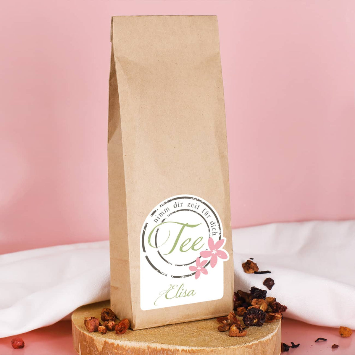 Kleine Auszeit mit Früchtetee verschenken - mit Name