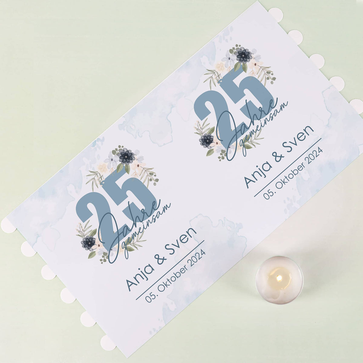 Lichthülle - 25 Jahre gemeinsam - als Tischdeko zur Silbernen Hochzeit