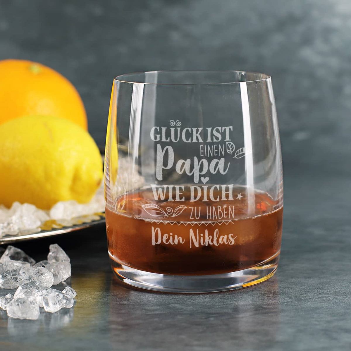Glück ist, einen Papa wie dich zu haben - Whiskeyglas mit Wunschtext