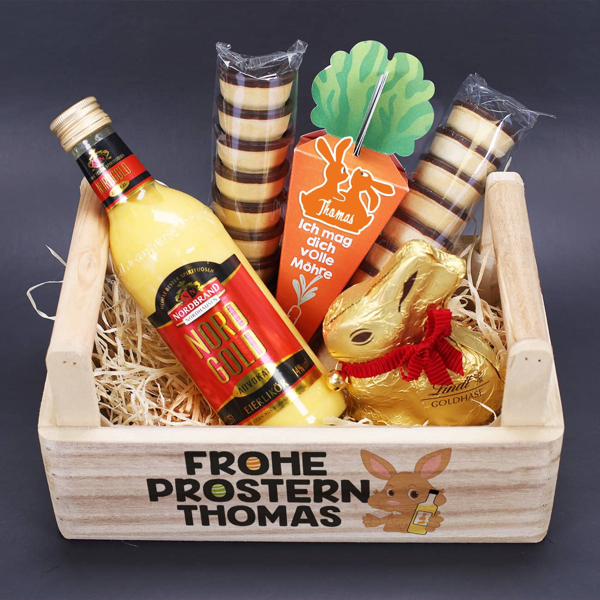 Eierlikör, Waffelbecher & Lindt Schokolade als Inhalt