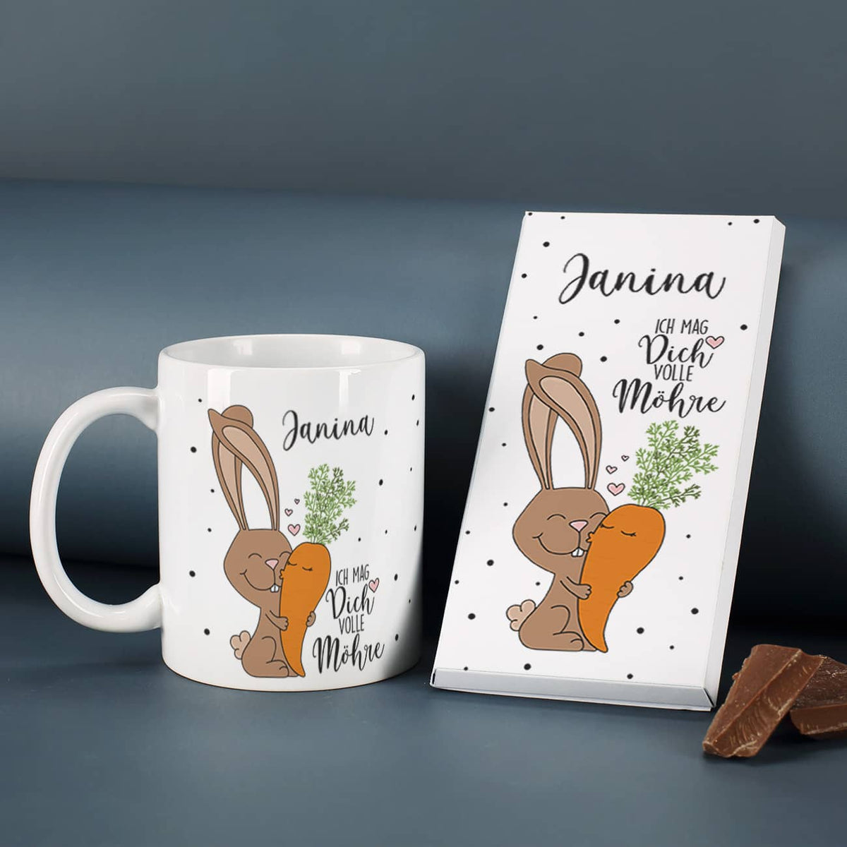 Geschenkset zu Ostern mit Tasse und Schokolade