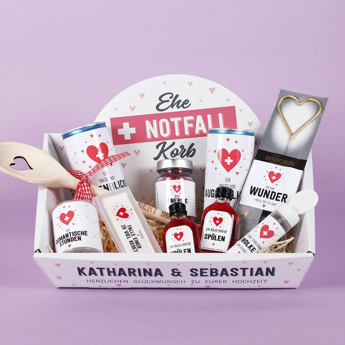 Ehe-Notfall-Korb gefüllt