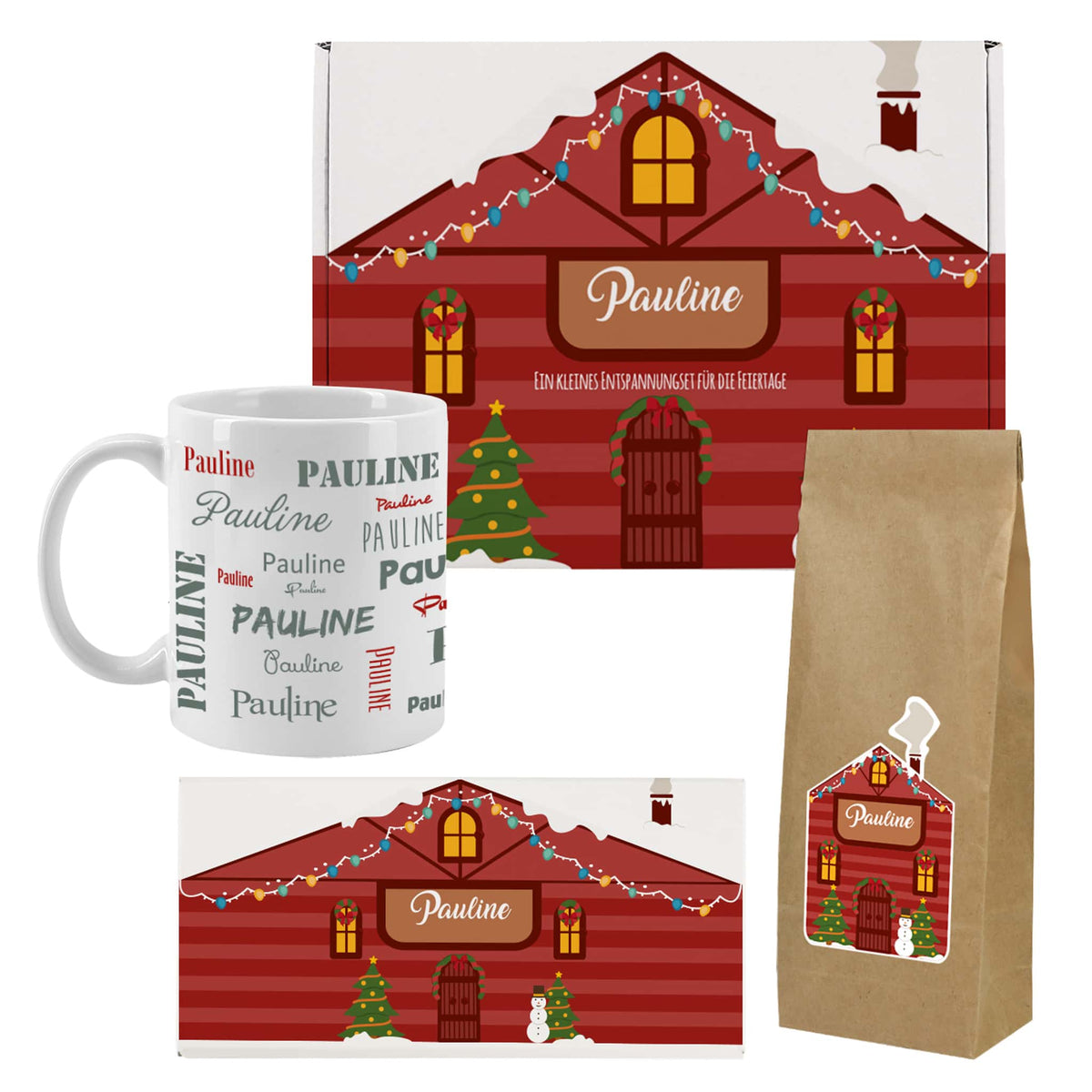 Geschenkset zu Weihnachten rundum personalisiert