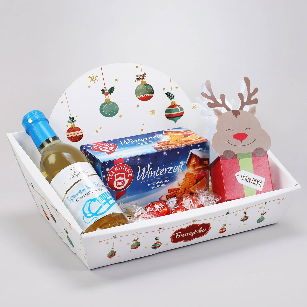 Geschenkset mit Glühwein, Tee und Schokolade zu Weihnachten