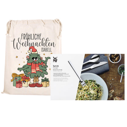 WMF Besteckset mit personalisiertem Weihnachts Geschenksack und Name als Geschenkset