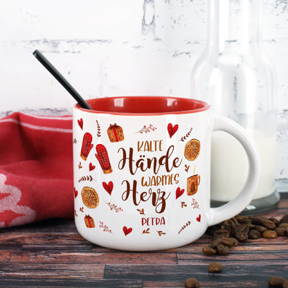 Personalisierte Tasse mit roter Innenseite