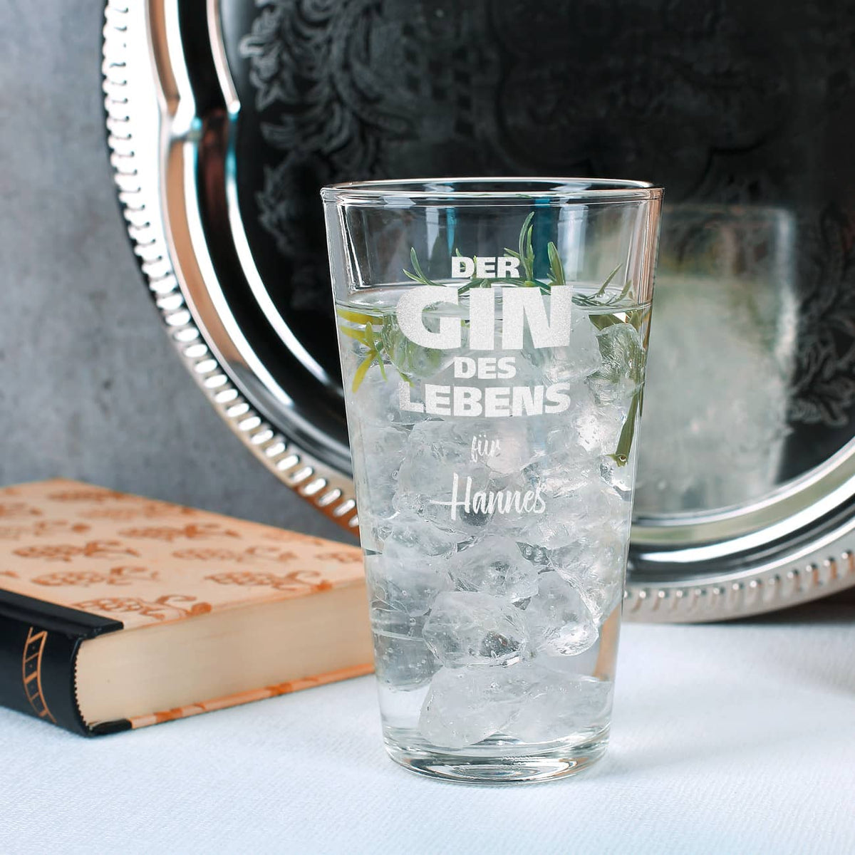 Mit Wusnchnamen graviertes Longdrinkglas