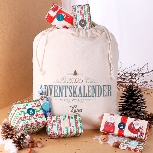 Adventskalender Beutel und Aufkleber