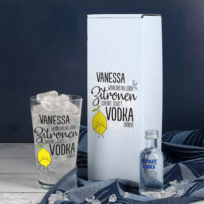 Vodka-Geschenkset mit Trinkglas, Absolut Vodka in Geschenkverpackung