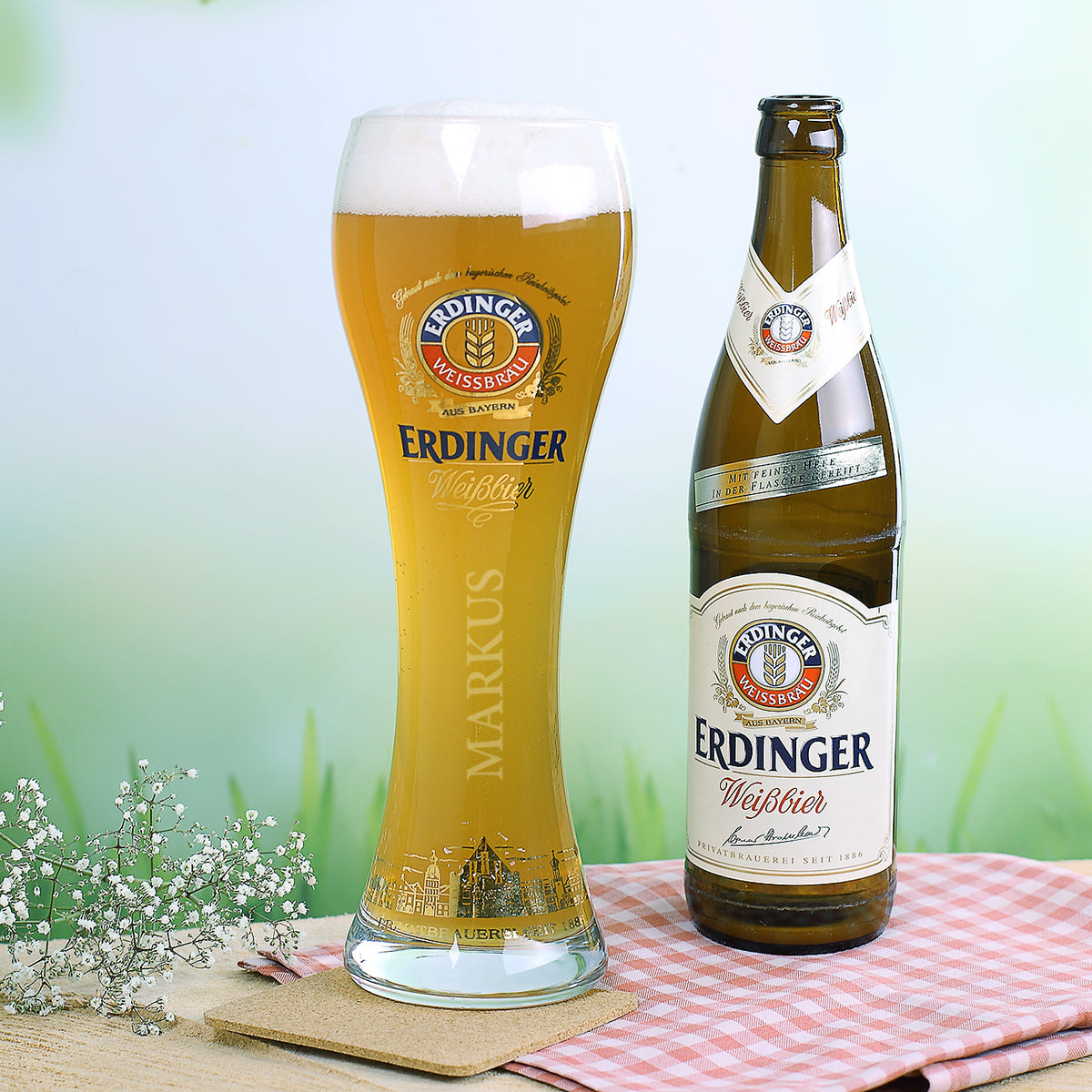 Glück ist, einen Papa wie dich zu haben - Erdinger Geschenkset mit Glas und Öffner