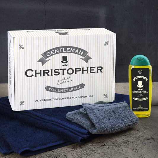 Gentleman - Wellnesspack aus Handtuch und Duschgel in Geschenkbox