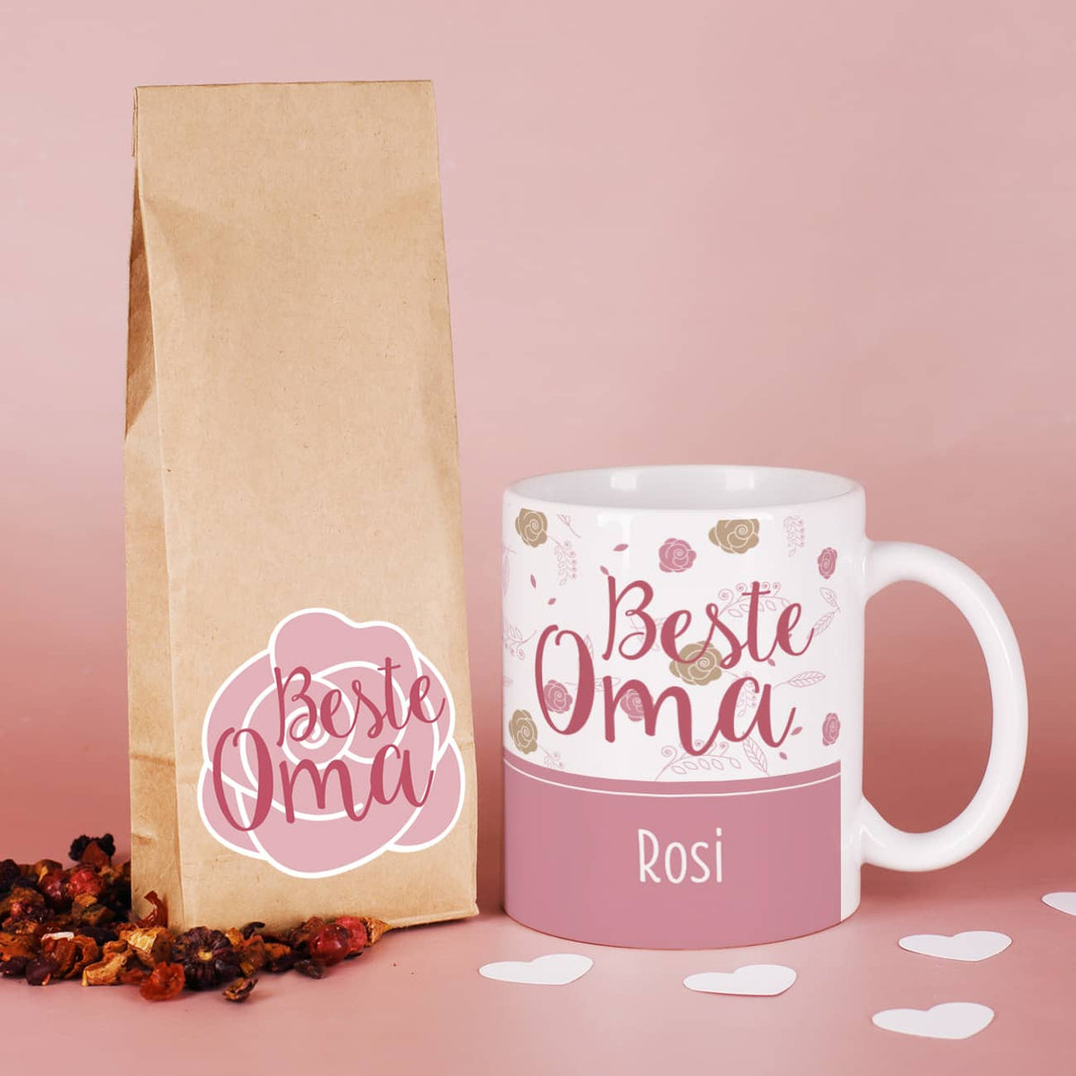Früchtetee und Tasse für die beste Oma