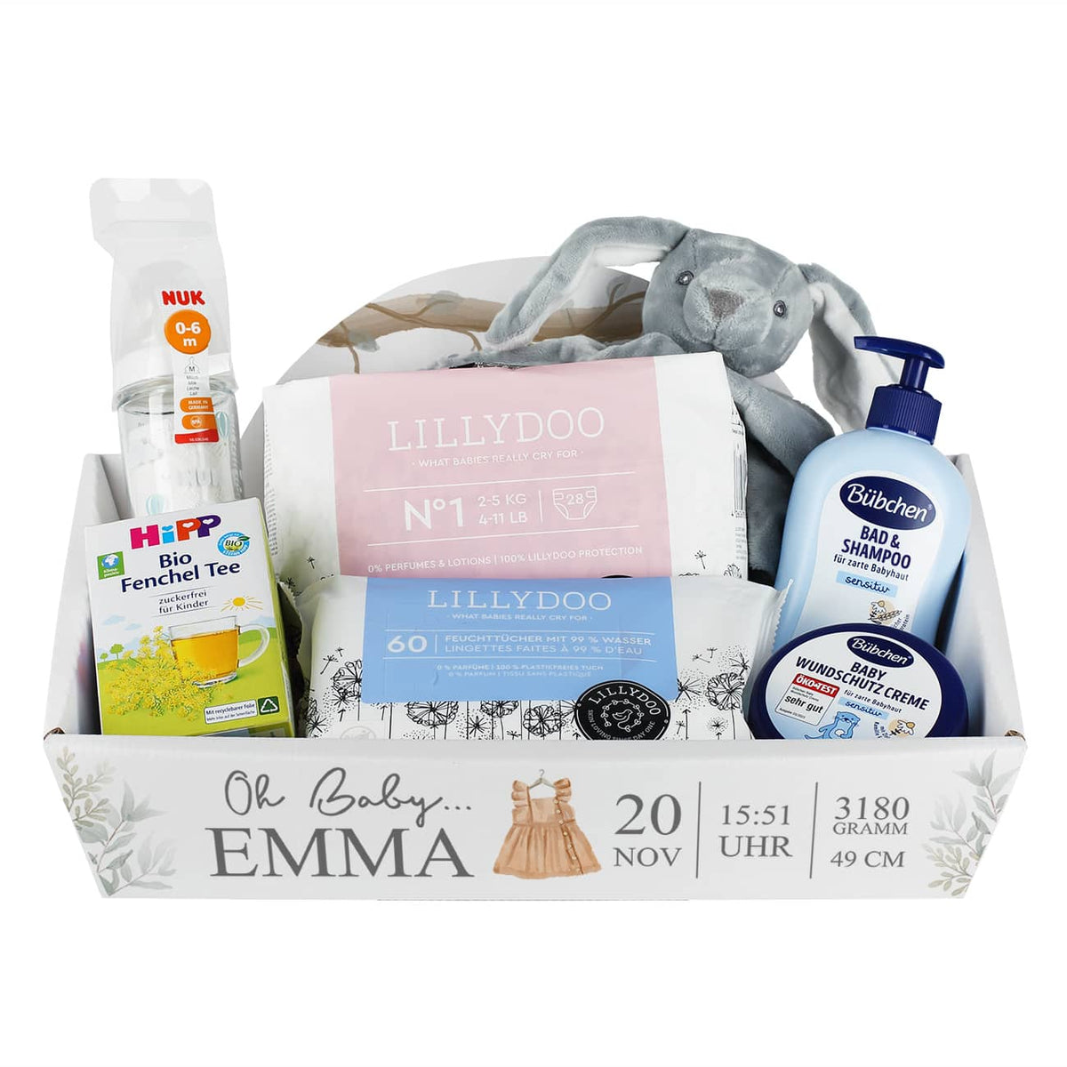Gefüllter Geschenkkorb zur Geburt