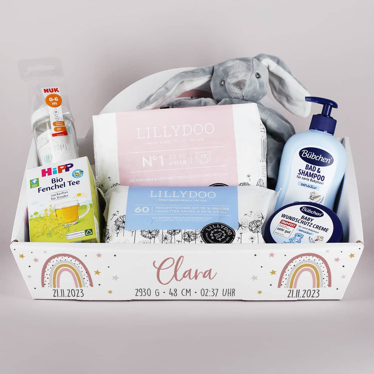 Geschenkkorb Regenbogen zur Geburt