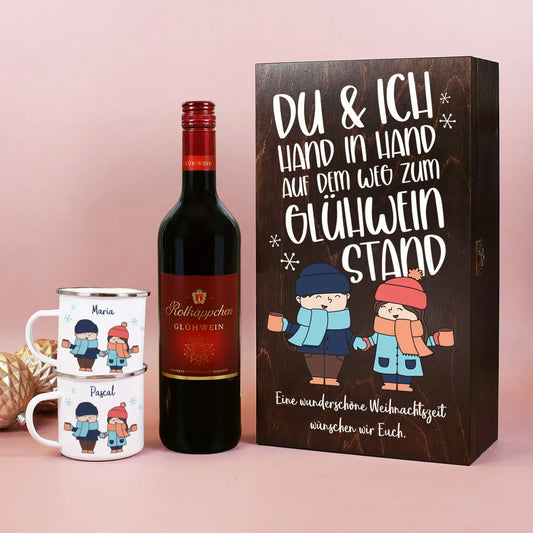 Hand in Hand zum Glühweinstand - Geschenkset mit Tassen und Glühwein