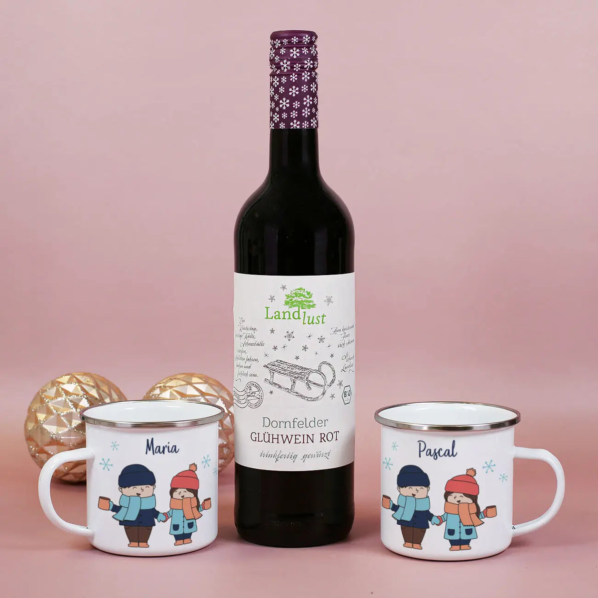 Hand in Hand zum Glühweinstand - Geschenkset mit Tassen und Glühwein