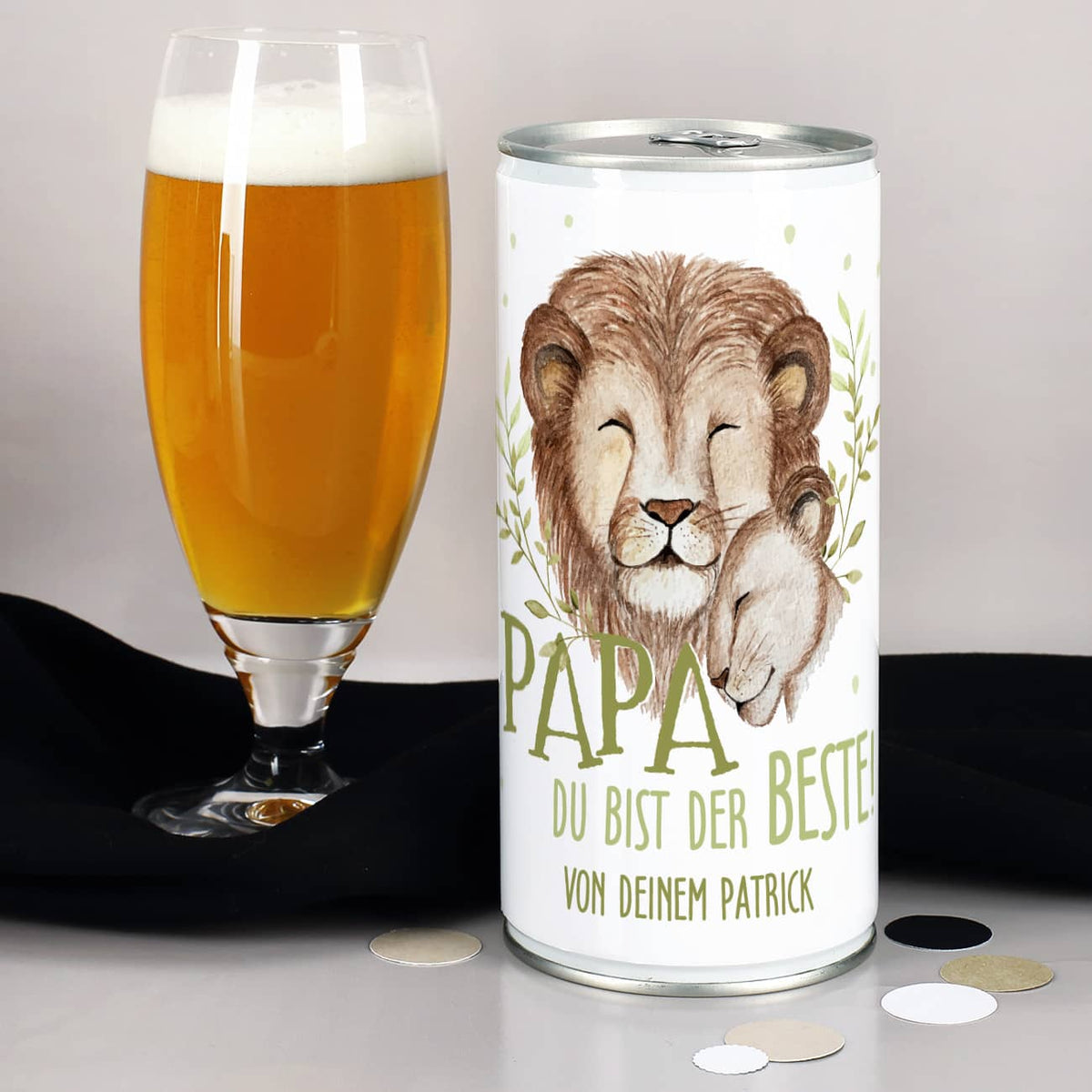 Bier in Dose als Vatertagsgeschenk mit personalisiertem Text