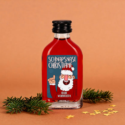 Fruchtlikör Schnapsnase mit Name Christiane und Weihnachtsmann Motiv zu Weihnachten