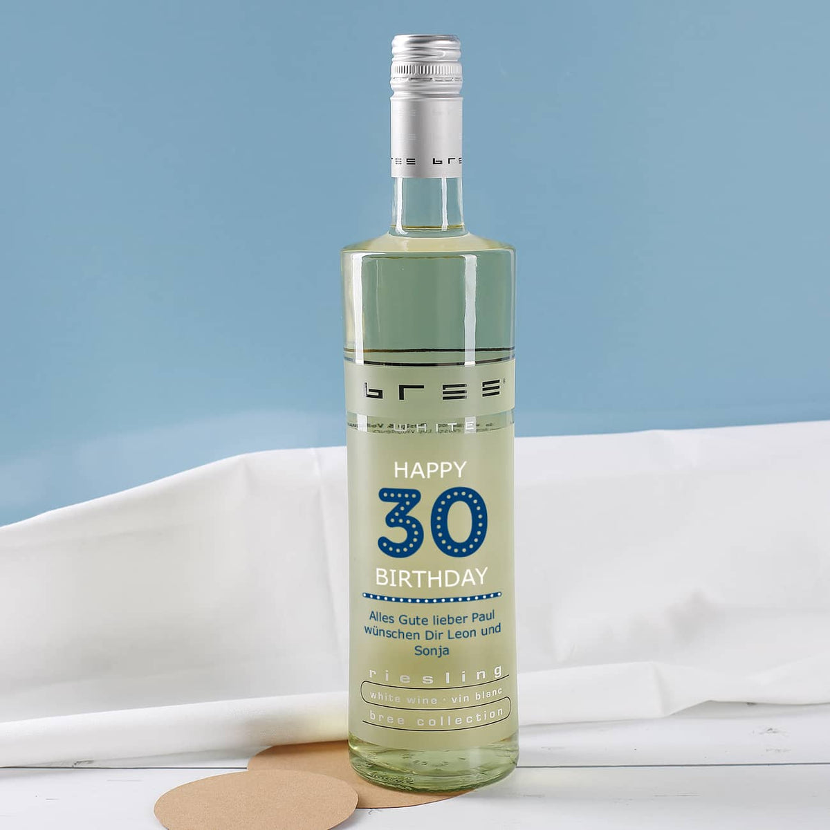 Weinflasche Happy Birthday 30 - mit persönlichen Glückwünschen