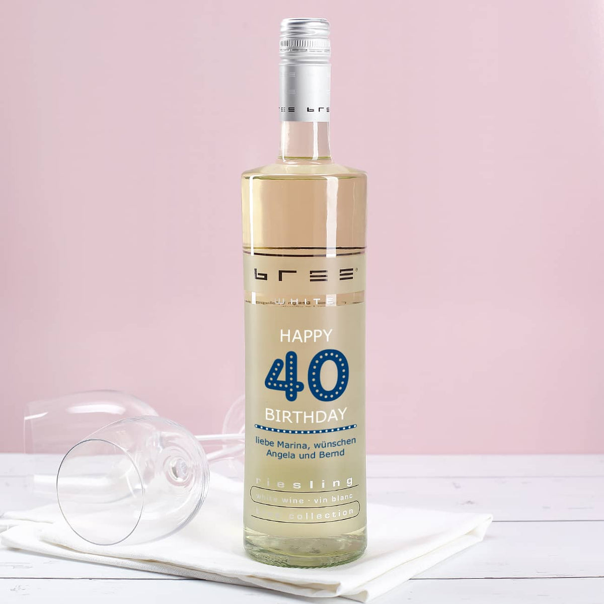 Weinflasche Happy Birthday 40 - mit persönlichen Glückwünschen