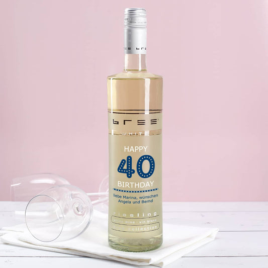 Weinflasche Happy Birthday 40 - mit persönlichen Glückwünschen