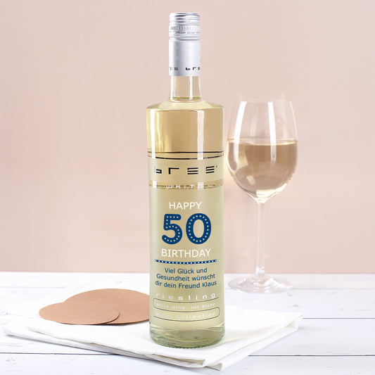 Weinflasche Happy Birthday 50 