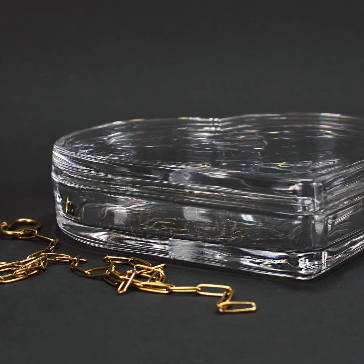 Flache Glasdose für Schmuck