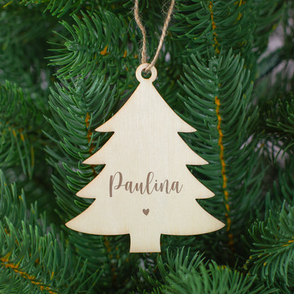 Personalisierte Holzanhänger mit Name & Herzmotiv – 4 Formen | Weihnachtsanhänger & Weihnachtsdeko
